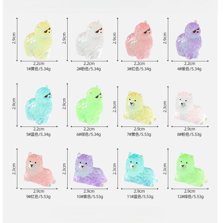 

10 шт./лот разноцветные светящиеся миниатюры альпаки светящиеся в темноте смоляные украшения для сада фей мох террариум микроландшафт 3.5x2.2cm разноцветный