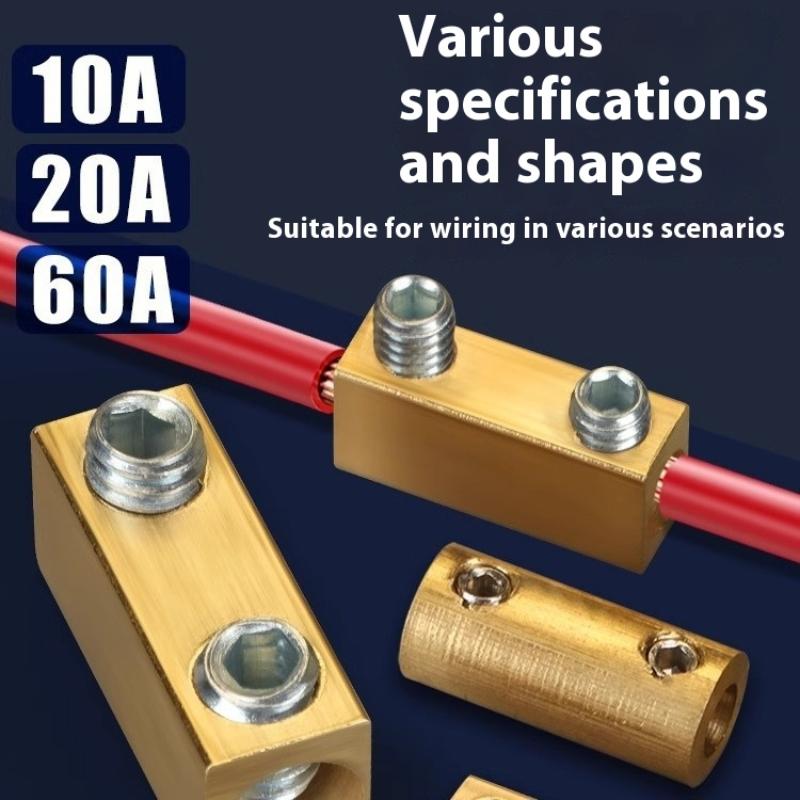 5Pcs Brass Terminal Block With Heat Shrink Tubing High Current Waterproof Quick Terminal Block Pressure Free Fast Connector