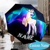 Custom Name Rainbow Pony Umbrella, 8-Rib Folding Umbrella, Lightweight Portable Design for Lovers, Friends, Perfect Gift for Birthdays