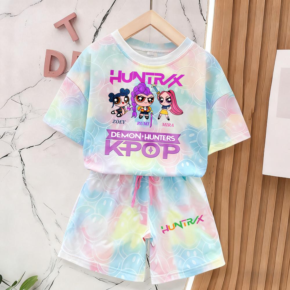 Letní Lovci Démonů Nové Kawaii Úsměvné Tváře Oblečení Dívky 3D Tisk Tričko s Krátkým Rukávem Měkké Prodyšné Pyžamo Domácí Oblečení