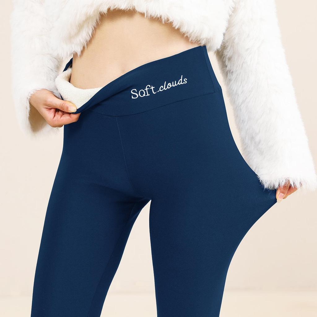 Women's High Waisted Fleece-Lined Lambswool Leggings