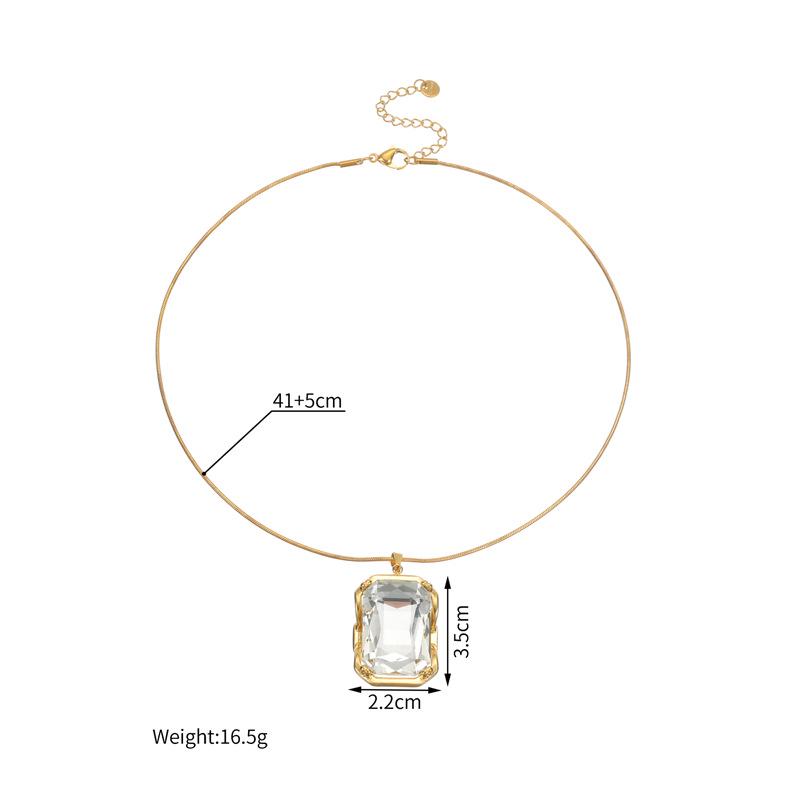 Hot-Selling Geometric Zirconia Square Necklace: European & American Style, Fashionable and Versatile for Autumn/Winter
