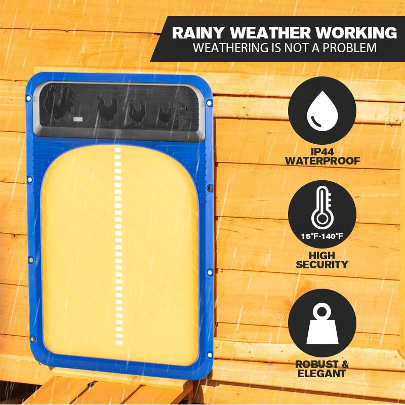 Automatische Hühnerstalltür mit Lichtsensor, wasserdicht, einfach zu installieren, elektrische Geflügelstalltür, automatisch tagsüber öffnen und nachts schließen