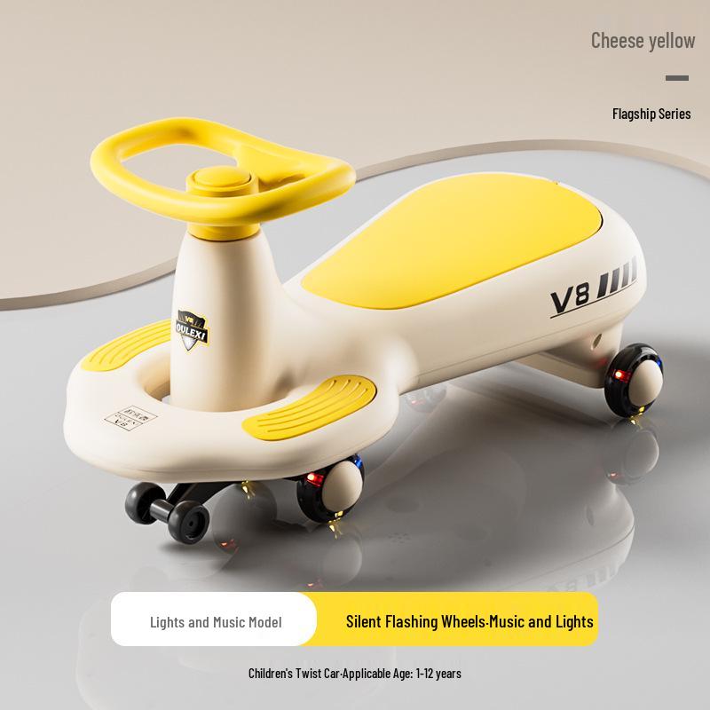 Children's Sliding Wiggle Car, Ages 1-3, Double Person, Anti-Rollover, Suitable for Adults