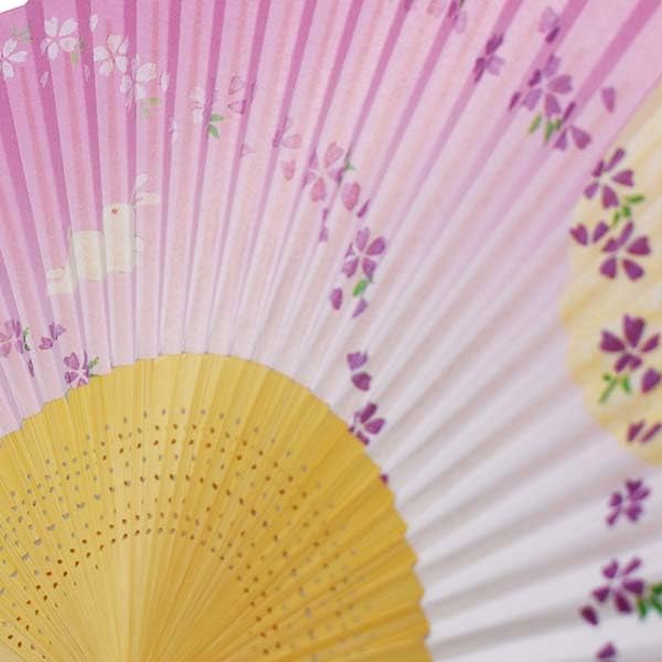 Kimono Scented Folding White Bamboo Rabbit On the Moon [Stylish Iroha] Women's Fan, Carving,