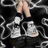Asymmetric Skull Y2K Knitted Long Warmers: Lolita Wide Leg JK Girl Socks