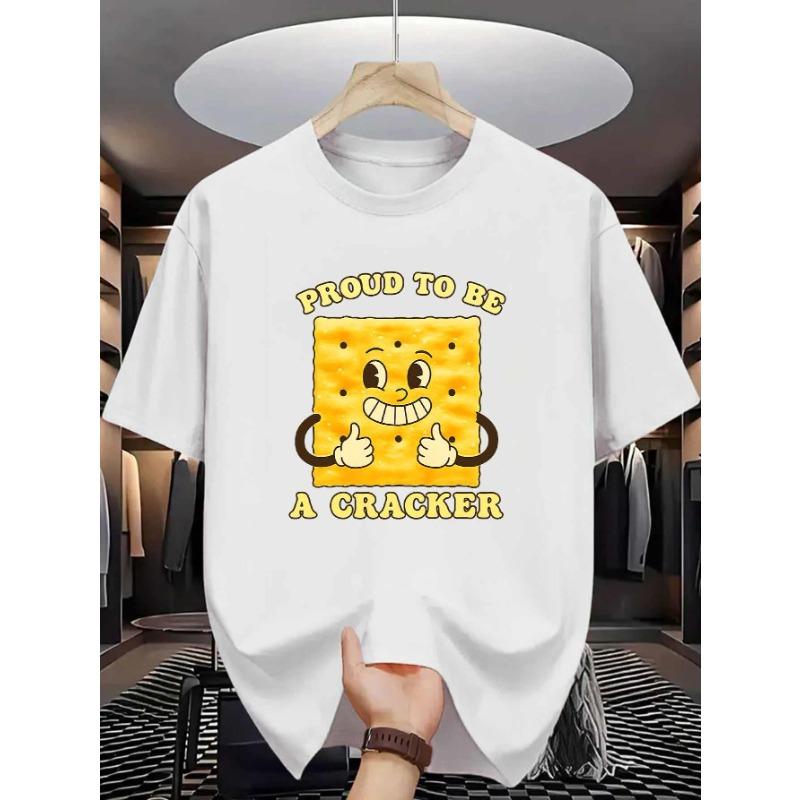 

European sizes Cracker Cartoon Men S T-Shirt | Proud To Be A Cracker Print Pattern, Pure, Premium Print, Durable, Casual Fashion, Crew Neck S белый