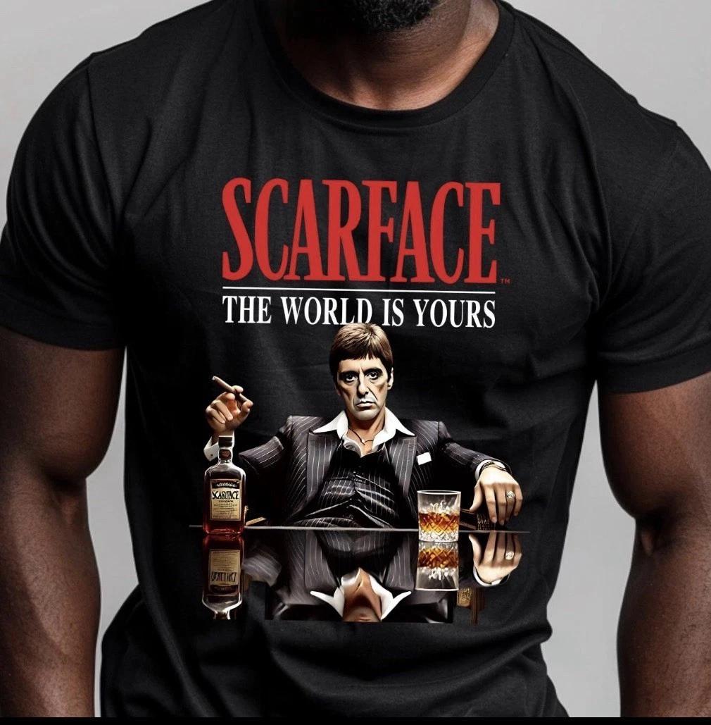 

Scarface Movie Inspired Custom Graphic 100% Cotton T-shirt Mens Tees Top Top Tee Size S-3XL L