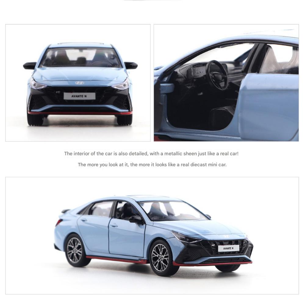 Hyundai Avante N Facelift 1:38 Diecast Model Car Blue Pull Back Toy