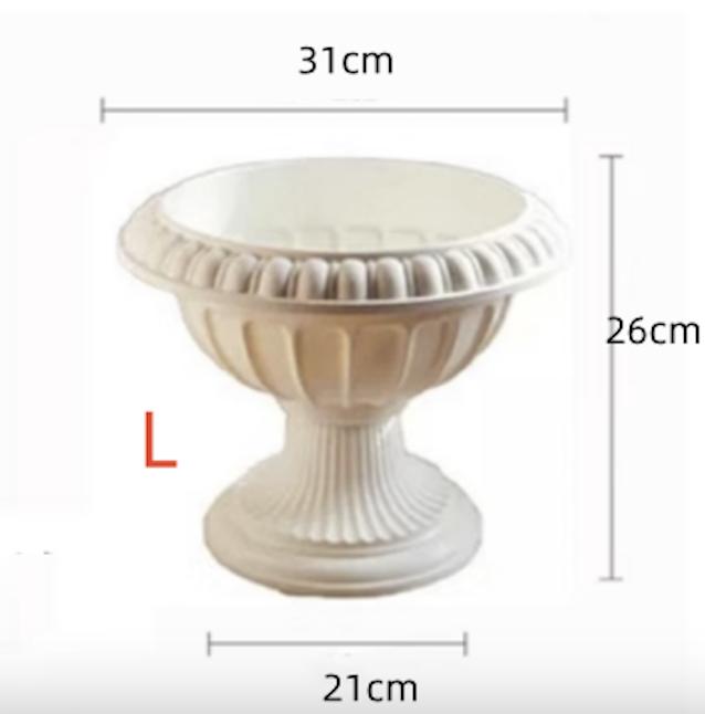 2Pcs Roman Column Flower Pots – White Plastic Wedding Pedestal Planters for Aisle & Event Decoration