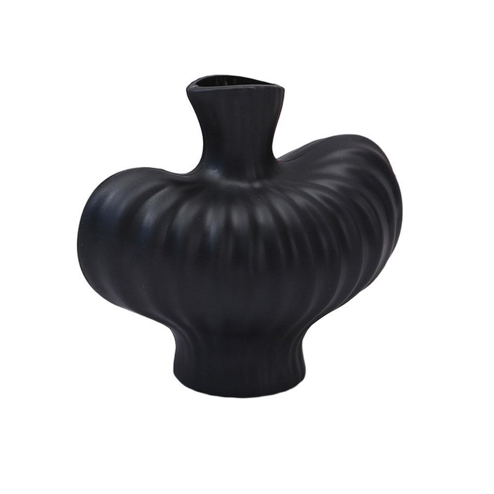Черно-белые вазы неправильной формы Креативные художественные модели Пластиковые вазы Имитация керамики Минималистичная декоративная ваза чёрный