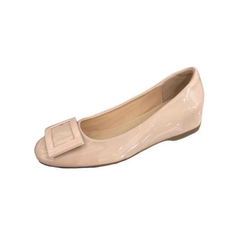 Height-increasing Shoes Square Buckle Shallow Mouth Single Shoes Round Toe Shoes
