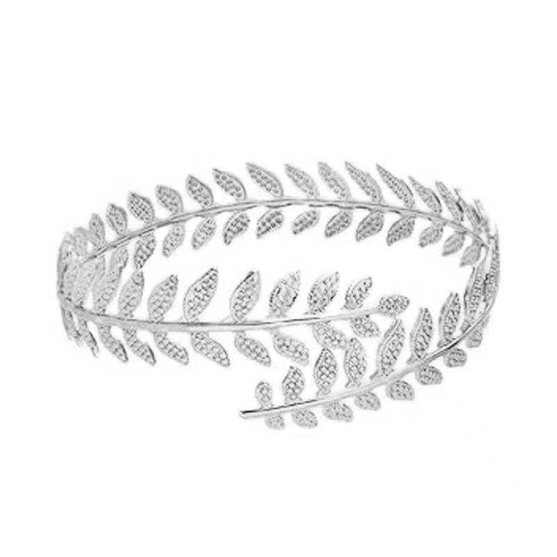 Geometrisches Metall-Armband-Set: Übertriebene Blätterarmreifen, sechsteiliges offenes Design