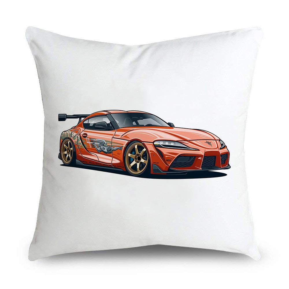 Car Pattern Printing Simple Pillowcase Classic Peach Skin Cushion Cover Pillowcase Home Sofa Car Seat Decoration Pillowcase