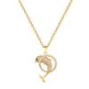 Titanium Steel, Dolphin Leap Ring Light Luxury Temperament Gorgeous Full Diamond Necklace Female Versatile Collarbone Chain Titanium Steel Chain