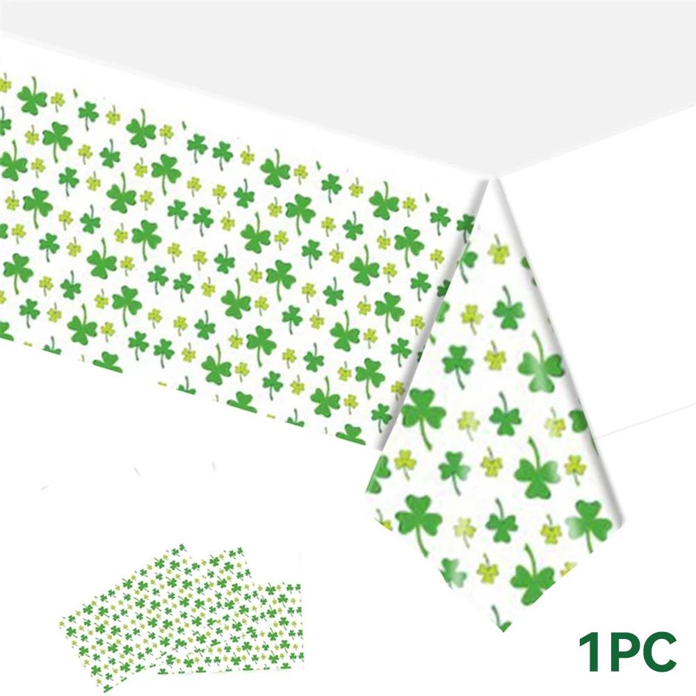 St. Patrick's Day Clover Tablecloth Decorations 2025 Clover Printed Tableclot Rectangle Table Cover St. Patrick's Day Party Decoration