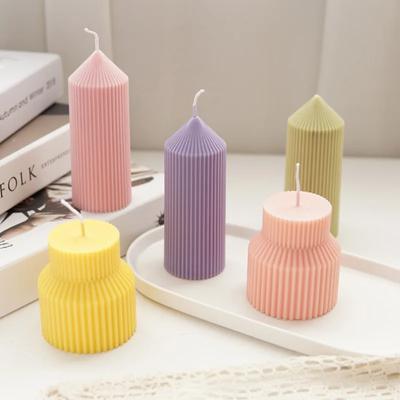 Novo Molde de Vela de Aromaterapia Simples de Uma Peça Dente Fino Listra Fina Topo Pontiagudo Cilindro Molde de Vela Molde de Plástico