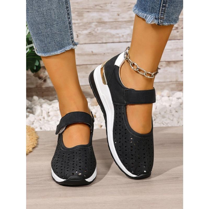 Damen Übergröße Neue Sommer Leichte Ausgeschnittene Dicksohlige Klett-Sandalen