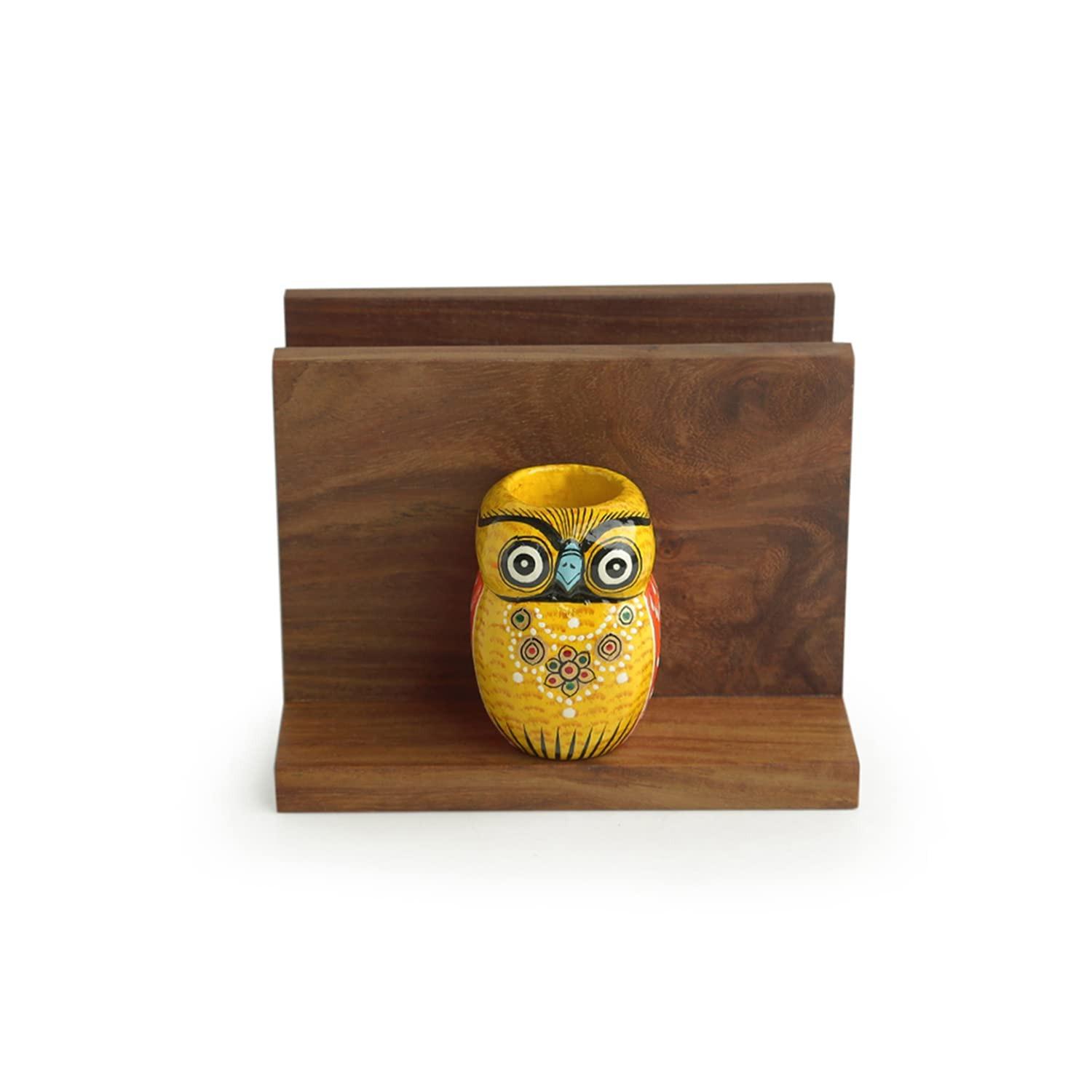 

Держатель для салфеток и зубочисток, An Owl s Vibrance Tissue Toothpick Holder, ExclusiveLane
