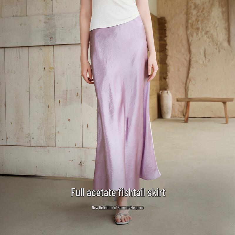 

Women s French High-Waist Acetate Satin Mermaid Skirt L