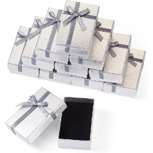 

12 штук золотих ювелірних подарункових коробок зі спонжем всередині Маленькі прямокутні коробки-вітрини Коробка для браслета Коробка для кулона-намиста Коробка для каблучки Коробка для сережок для срібний