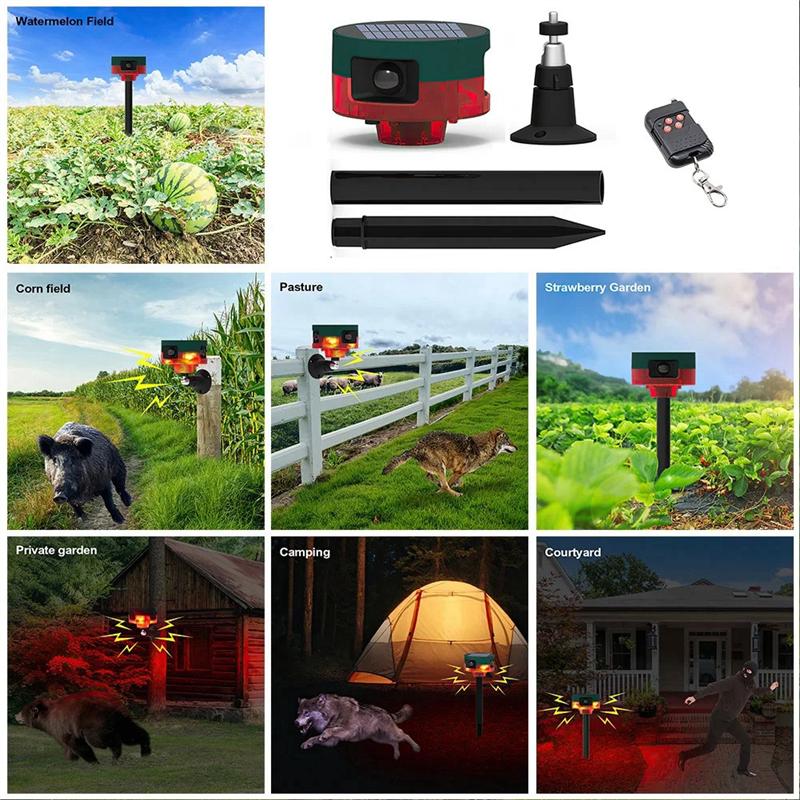 A96I-Solar Infrared Alarm Motion Sensor Detector Outdoor Waterproof Animal Repeller Security Alarm 129Db Dog Barking
