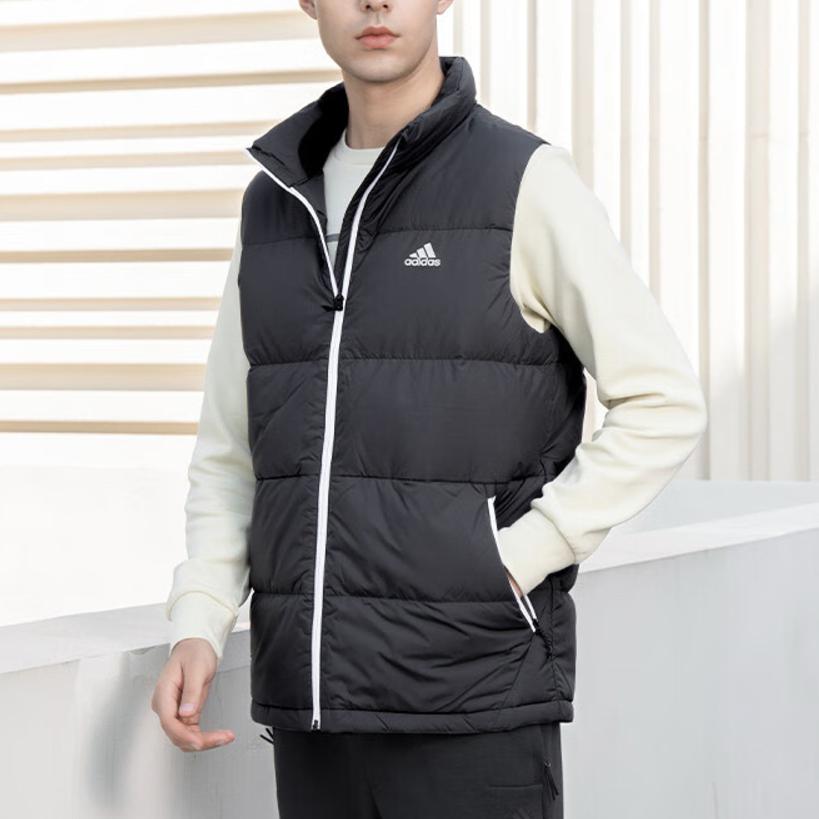 Adidas Logo Print Stand Collar Loose Warm Vest Unisex Vests Black GE9979