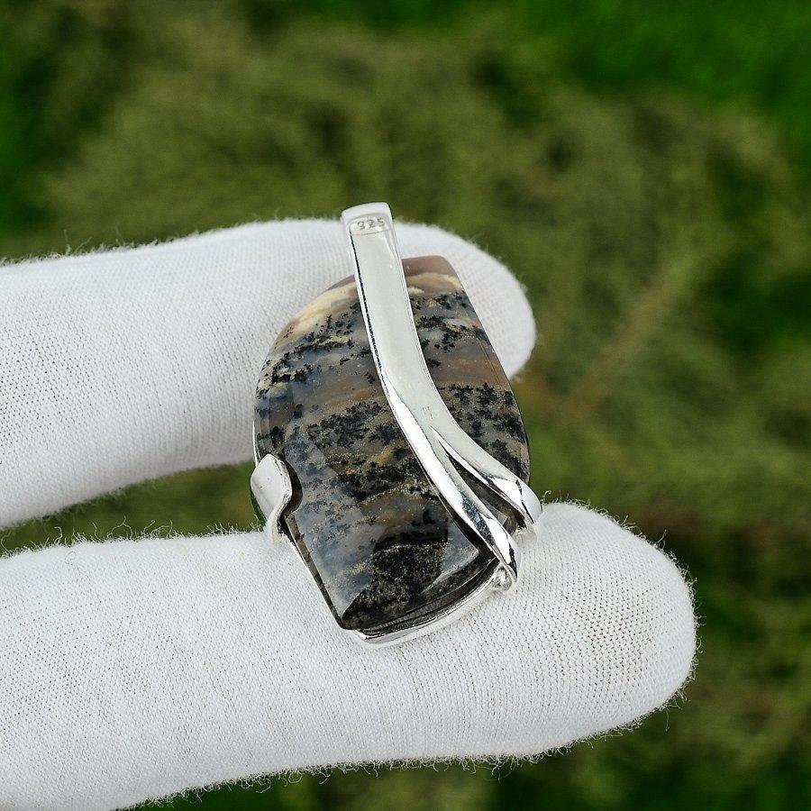 

Marquise Natural Honey Dendrite Opal Wedding Mother Boho Pendant Sterling Silver