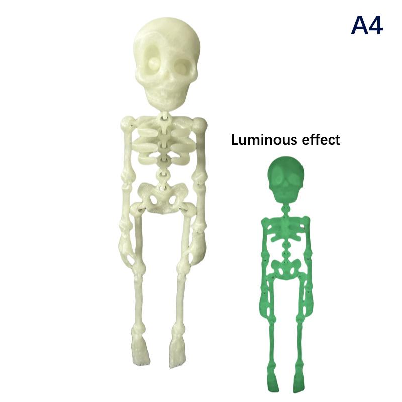 Poseable Skeleton Fridge Magnet 3D Printed Articulated Skeleton Decor Halloween Horror Luminous Skull Magnet Fridge Sticker