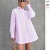 Damenbekleidung Herbst und Winter Neu Temperament Locker Revers Einreiher Mittel und Lang Hemd Damen