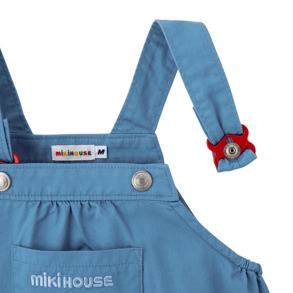MIKI HOUSE Jumper Skirt, Logo, Solid Color, 100% Cotton, Girl's, Baby/Kids' Clothing, Size L (90-100cm), Blue, 10-1829-685, Web Exclusive