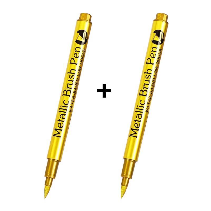 

0.01 Metal Soft Tip Pen - Gold & Silver for Calligraphy, Invitations, Sutra Copying & Greeting Cards