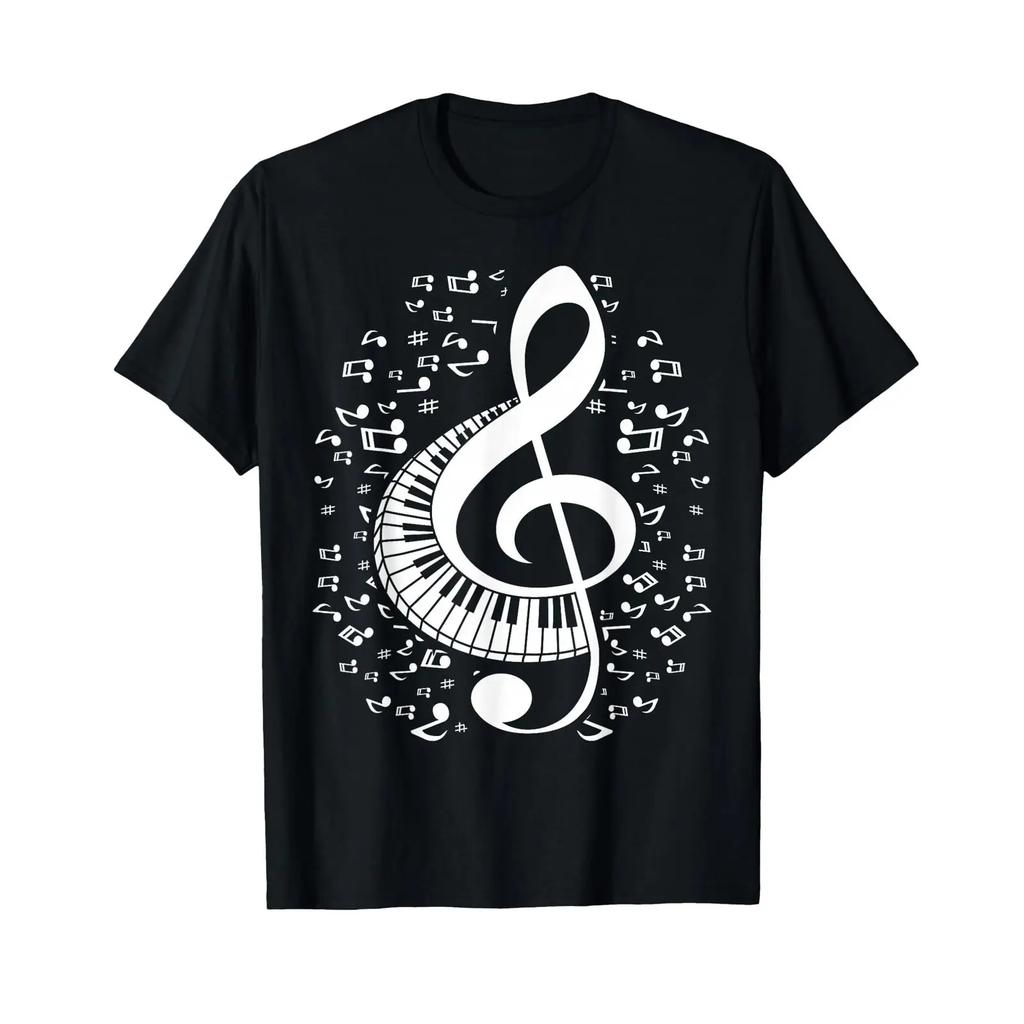 Treble Clef Keyboard Classical Music Notes Pianist Piano T Shirt Small Vintage Unisex Graphic Comfortable