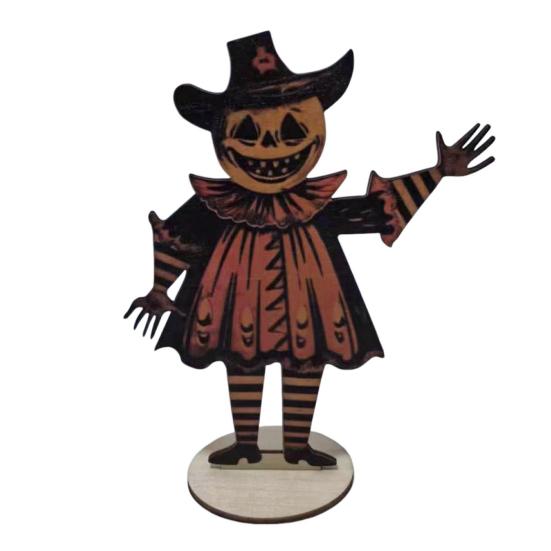 Yousheng 1/6Pcs Halloween Pumpkin Man Bunting Spooky Rustic Wooden Pumpkin Man Hanging Garland Table Sign Festival Ornament Decoration