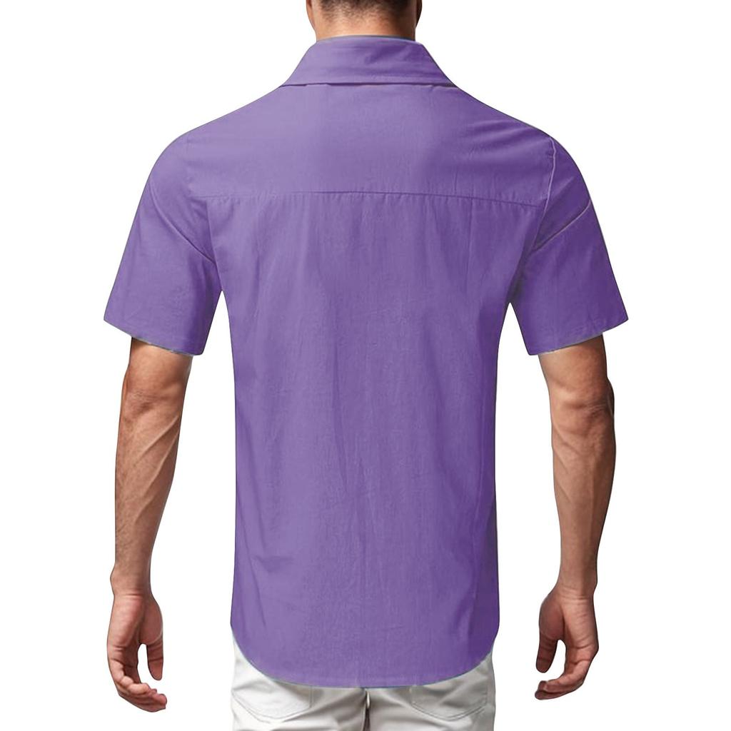 Men'S Casual Loose Short Sleeved Printed Shirt With Fashionable Lapel Top