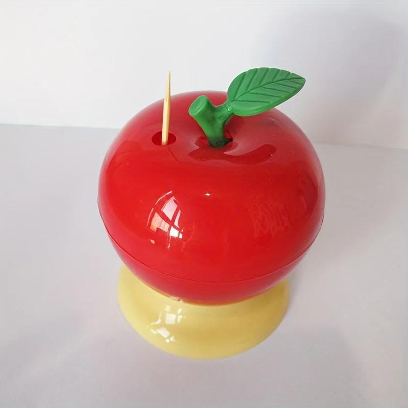 

1pc Apple-shaped toothpick box, creative fruit theme plastic toothpick dispenser. червоний