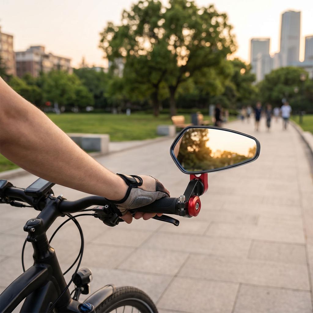 2PCS Motorcycle Mirrors Aluminum Alloy 180 Degree Adjustable Clear Visibility Rearview Handlebar Mirrors