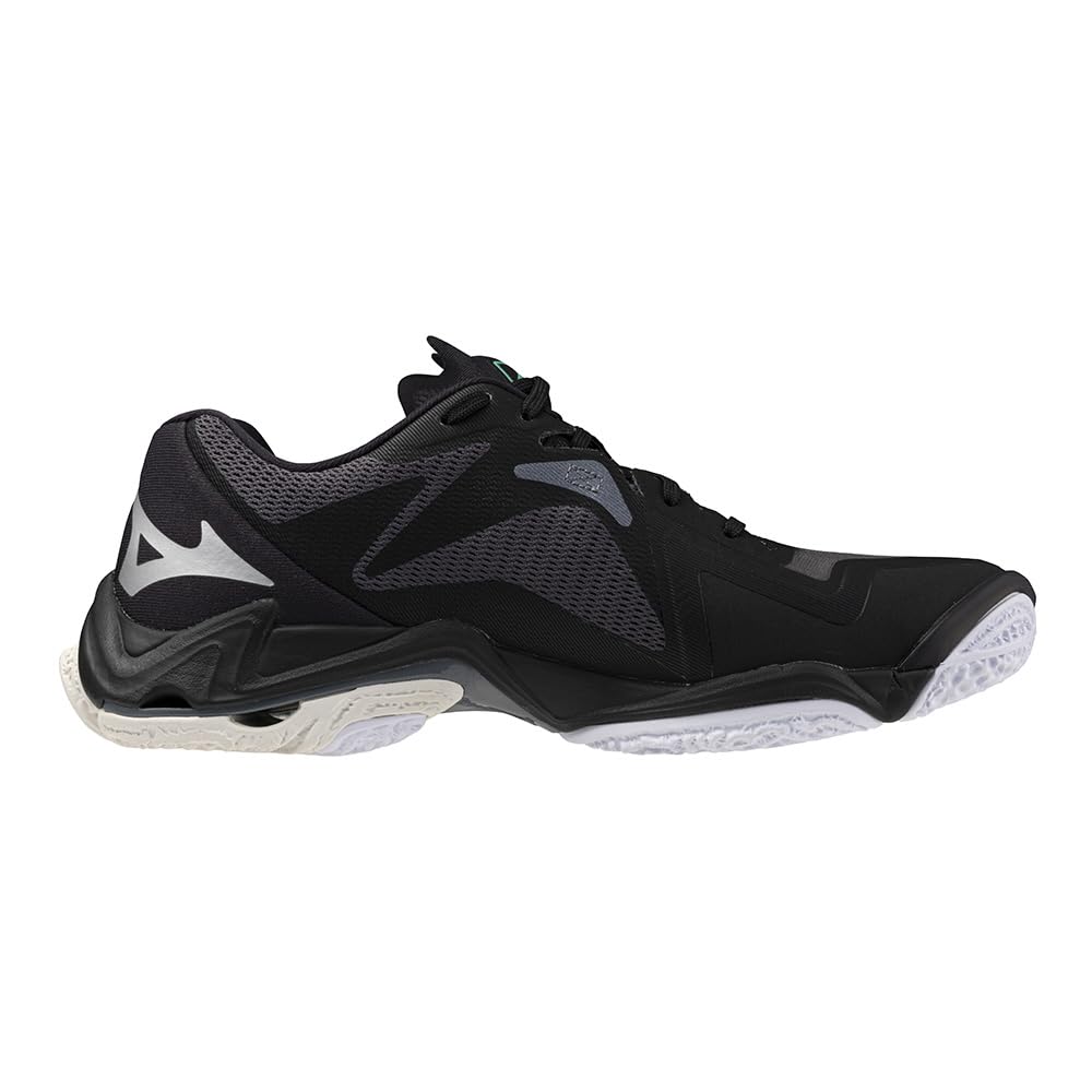 Mizuno Wave Lightning Z8 Volleyball Size 3E Shoes, Club/Indoor, Wide, Lightweight, Black/Silver/Green, 27.5 cm,