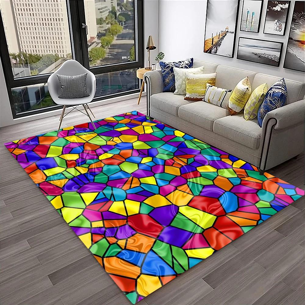 3D Colour Illusion Rainbow Vision HD Carpet Rug for Home Living Room Bedroom Sofa Doormat Decor,kids Area Rug Non-slip Floor Mat