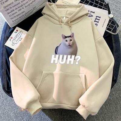 Meme Cats Hoodies Soft Fleece Cartoon Graphic Printing Sweatshirts Girls Casual Long Sleeve Hooded Pullovers Spring Hoody