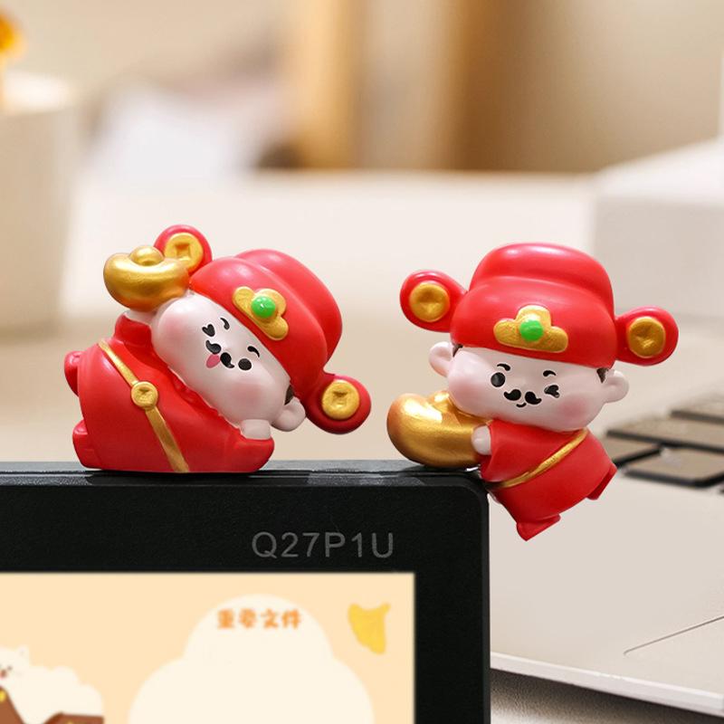 Mini Resin God Of Wealth Figurine, Funny Computer Decor, 3D Craft Sculpture, Tiny Cute God Of Wealth Statues For Car Dashboard