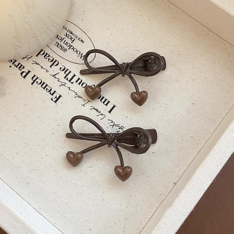 

Bows Hairpin, Female Heart-shaped Side-parted Hair Clip, Side-front Hairpin, Fringe Clip