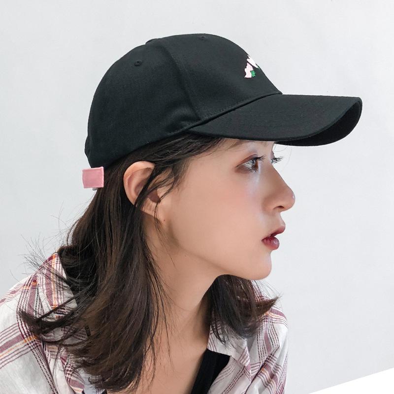 Summer cap female Korean version of all casual fashion baseball cap hipster plastic buckle black and white hat students