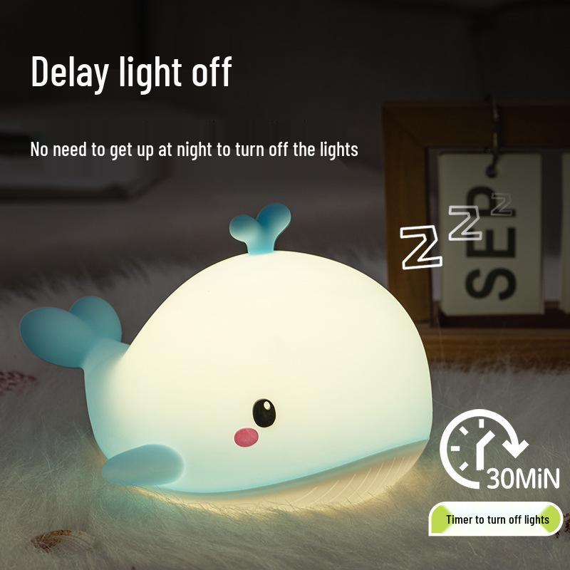 Whale Silicone Night Light: USB Rechargeable Tap Light for Kids' Bedroom - Perfect Sleep Companion and Birthday Gift