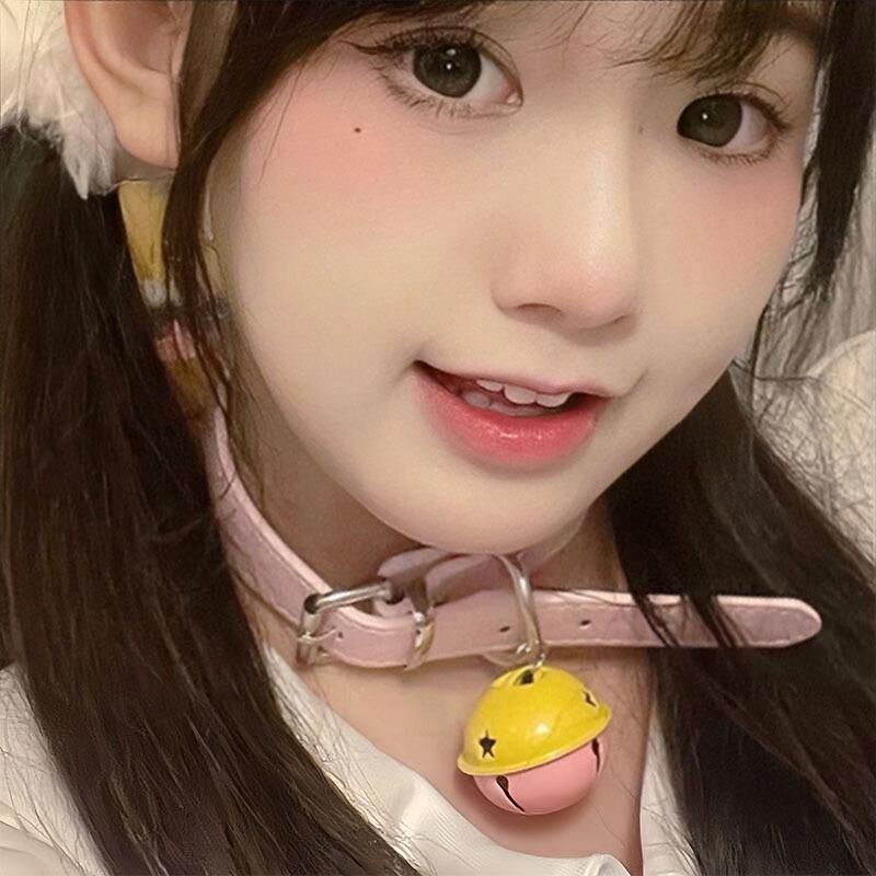 Fun dog leash with bell choker collar women sm leather neck leash neck chain neck chain