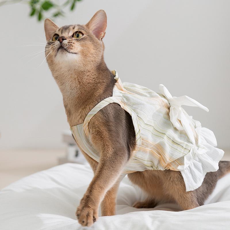 Spring and Summer Thin Muppet Blue Cat Pet Clothing Bow Suspender Skirt Small Dog Bigbear Dog Cat Clothing