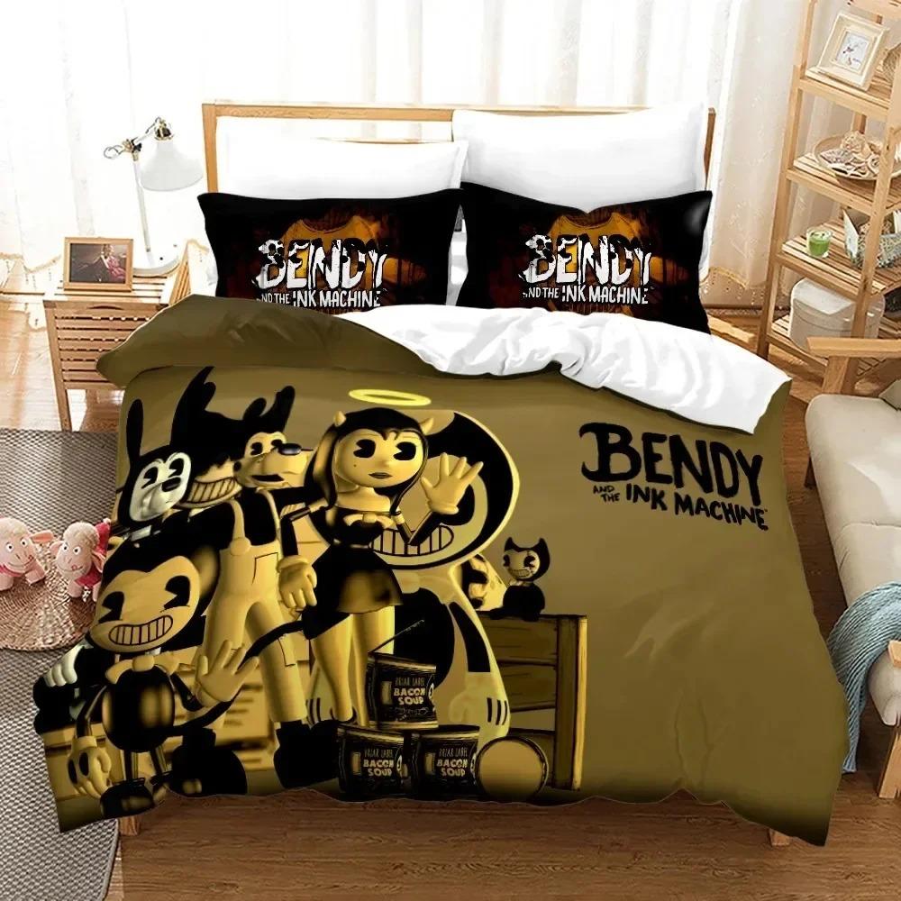 3D Printed Bendy N Ink Machine Bedding Set 3D Printed Suitable for Bedroom Duvet Cover Set With Pillowcases Kids Home Textile