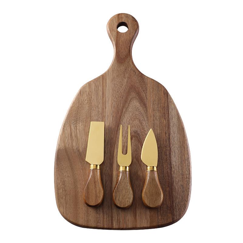 Acacia Wood Cutting Board Cutting Board Steak Western Fruit Chopping Board   Set Cheese Knife Three-piece Set