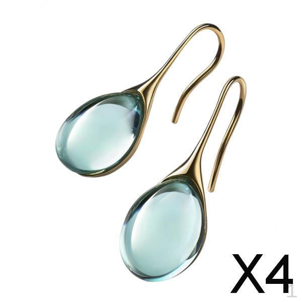 

4x Серьги-капли с крючком и подвеской из натурального камня для женщин, Ювелирные изделия для свадьбы, Зеленые