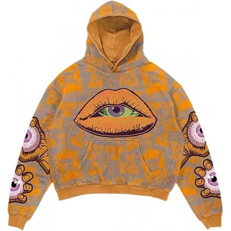 Amerikan Punk Kurukafa 3D Baskılı Kısa Kapüşonlu Sweatshirt Bol Kesim Erkek Kadın Sokak Giyimi